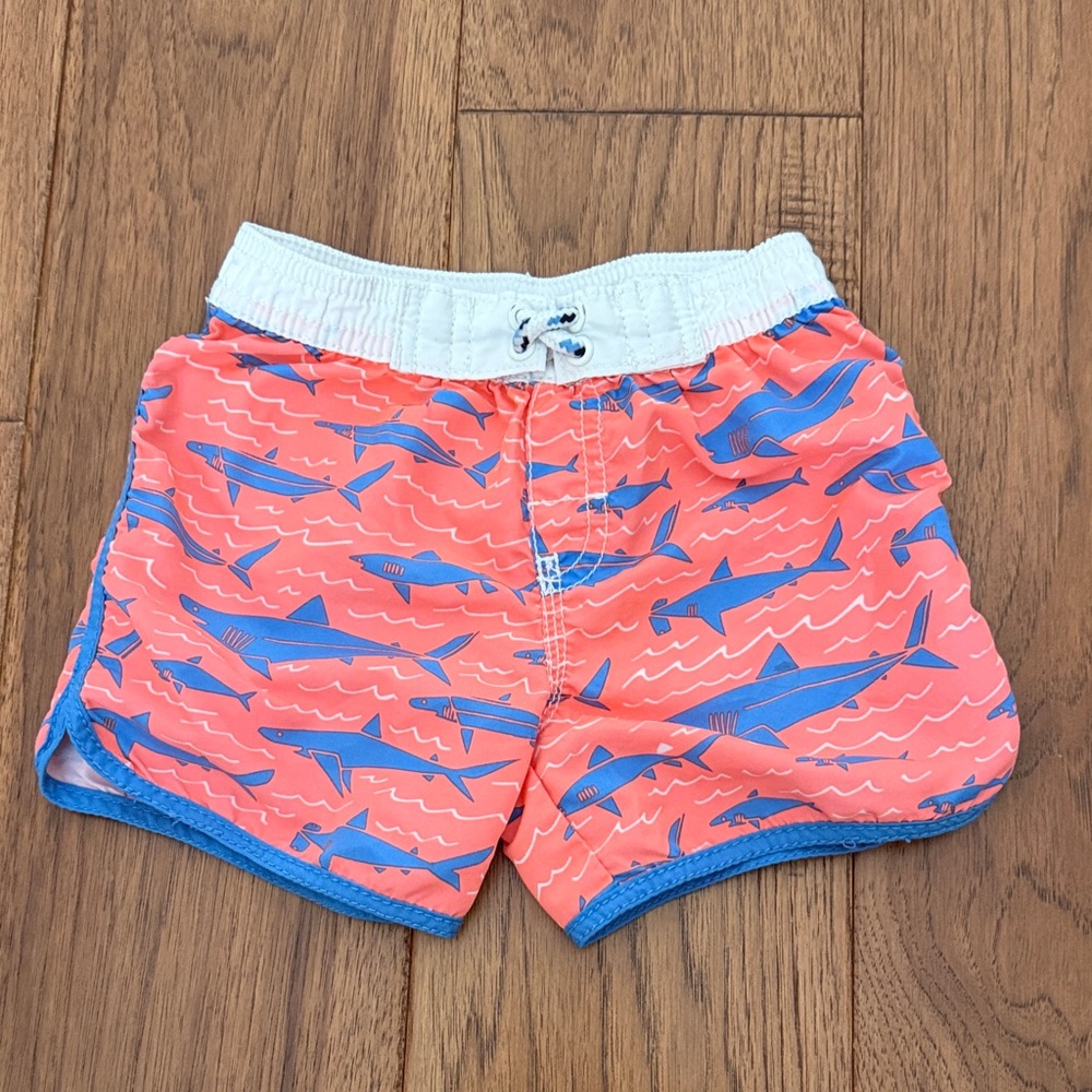 Carter's Coral and Blue Shark Print Shorts